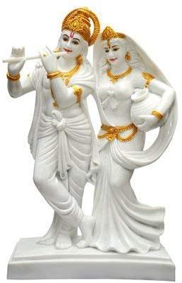 Polished Printed Marble Radha Krishna Statue, For Worship, Size : 12inch To 7ft.