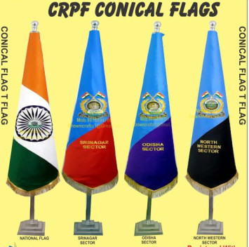 Cotton CRPF Cone Flags, Technics : Machine Made, HAND MADE, MACHINE MADE