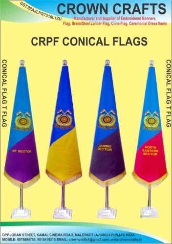 Crown Crafts Cloth Crpf Conical Flag, For Military Use, Style : Stable