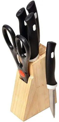 Knife Set With Wooden Block and Scissors