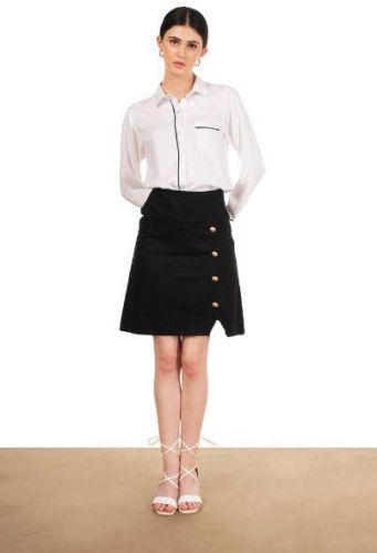 Cotton Twill Ladies Black Mini Skirt