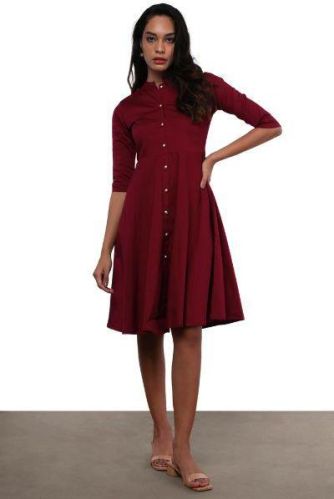 Ladies Maroon Long Dress