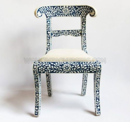 Wood Polished Bone Inlay Chair, Color : Natural