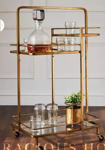 Polished Mild Steel Fancy Food Serving Trolley, For Hotels, Restaurants, Banquet, Wedding, Size : All Sizes