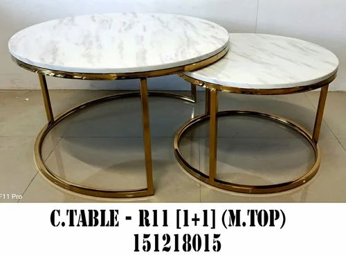 Golden Fancy Round Marble Top Table, For Flooring, Hotel, Restaurant, Shopping Mall, Pattern : Plain