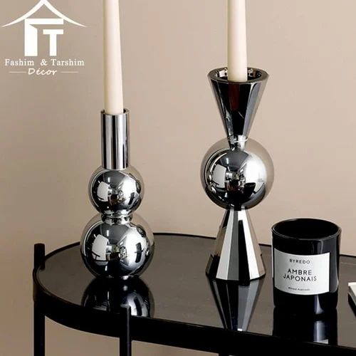 Silver Fancy Sliver Table Candle Stand, For Restaurant, Office, Hotel, Home, Pattern : Plain