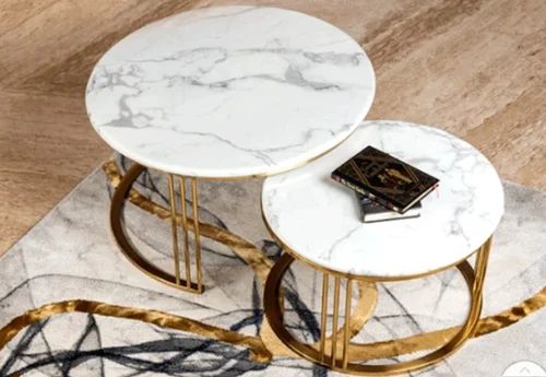 Polished Mild Steel Stylish Marble Top Table, For Hotel, Restaurant, Home, Feature : Water Proof, Washable