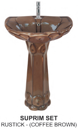 Rectangular Polished Ceramic Plain Suprim Pedestal Basin Set, For Home, Hotel, Restaurant, Size : Multisize