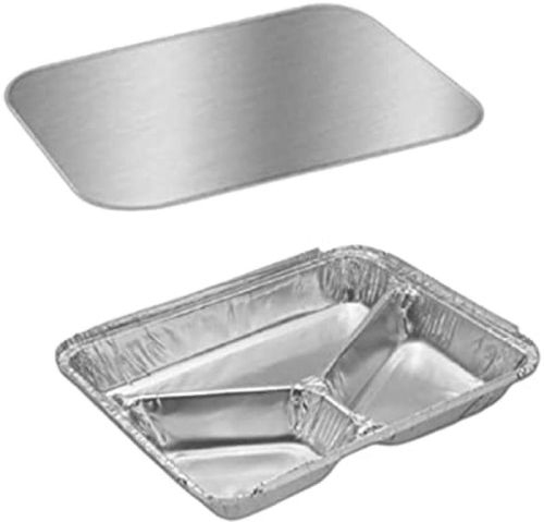 Plain Smooth Silver 3CP Aluminium Foil Container, Shape : Square