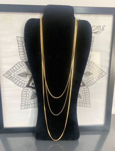 Plain Gold Plated Brass Long Chain Necklace Antique Party Wear