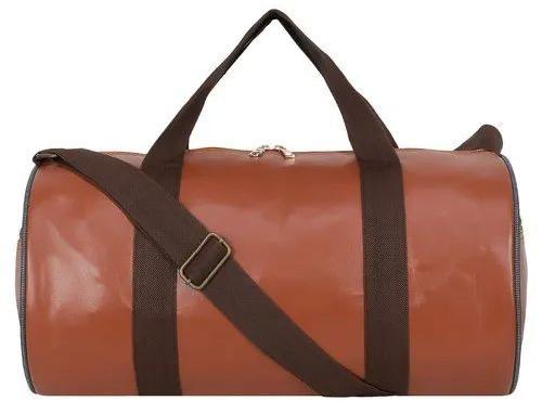 Plain Leather Gym Bag, Color : Brown