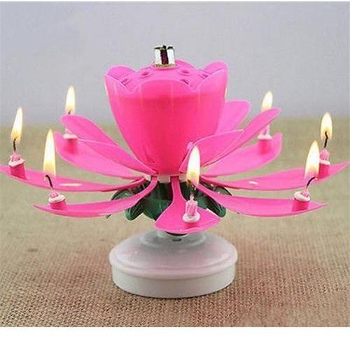 Pink Musical Birthday Candles, For Smokeless, Fine Finished, Shape : Flower