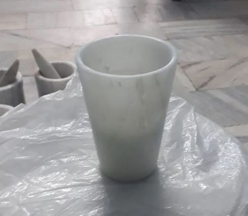 White Round Polished Marble Planter, For Decoration, Size : Standard