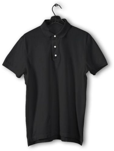 Mens Black Pique Cotton Collar T-Shirt, Age Group : Adult