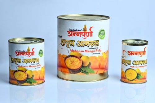 Canned Alphonso Mango Pulp, For To Prepare Delicious Sweets,  ice-cream, Juice, Milkshake,  amrakhand