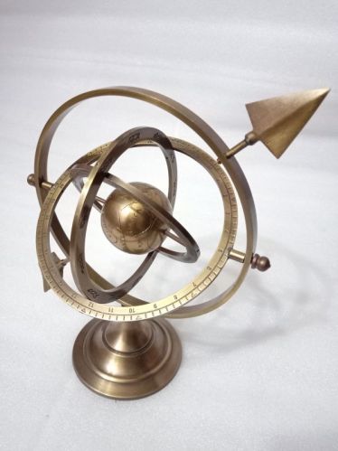 Handmade Antique-Looking Armillary With Brass Base - A Stunning Nautical Showcase Piece