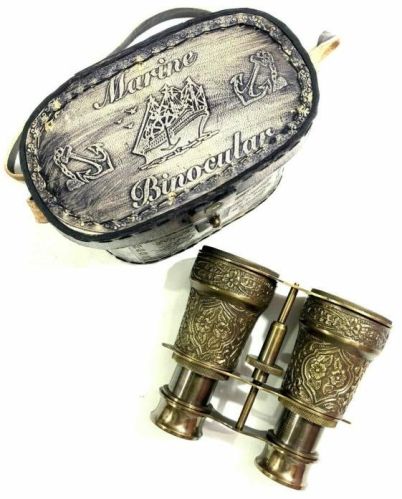 Golden Aluminium Alloy Nautical Floral Brass Binocular