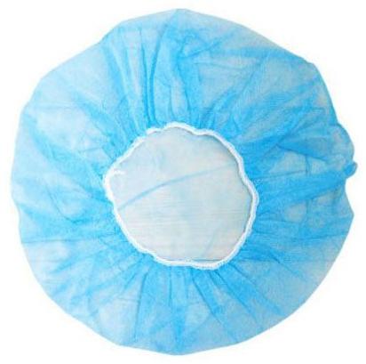 Blue Round Non Woven Disposable Bouffant Cap, Pattern : Plain