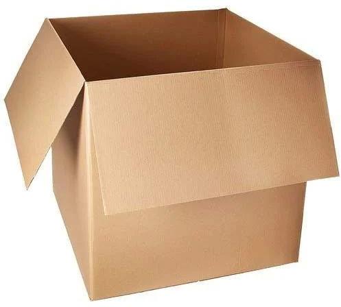 Plain Square Corrugated Box, Color : Brown
