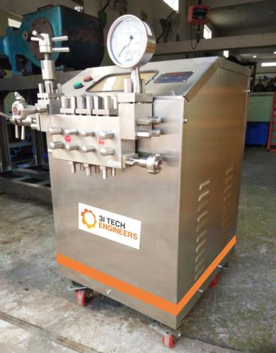 3i Tech Electric Stainless Steel 100-1000kg Milk Homogenizer 300 LPH, For Food Processing, Ice CRream Mix