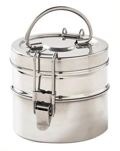 Round 2 Tier Stainless Steel Lunch Box, For Packing Food, Pattern : Plain