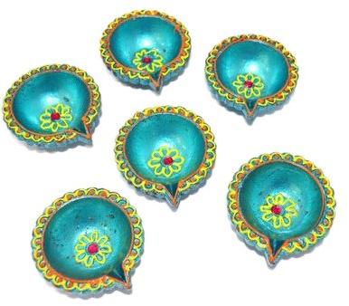 Multicolor Clay Decorative Diwali Diya, For Decoration Use, Feature : Attractive Look