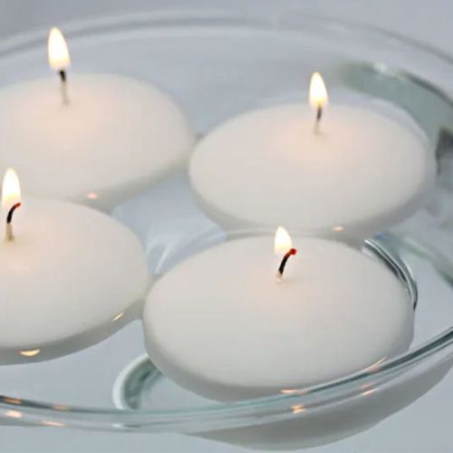 Round White Floating Candles, For Fine Finished, Smooth Texture, Pattern : Plain