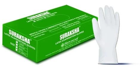 Suraksha Latex Examination Gloves, Color : White