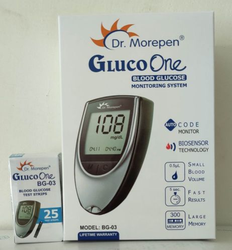 Battery Operated Dr Morepen Glucometer BG03 for Clinical, Home Purpose, Hospital, Blood Glucose Measurement