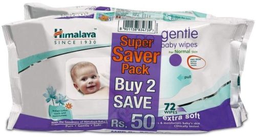 72+72 Wipes Himalaya Gentle Baby Wipes, Packaging Type : Plastic Packet