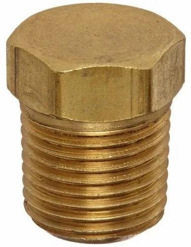 Metallic Golden Round Polished Brass Plug, For Pipe Feetings, Feature : Corrosion Proof, Durable, Easy To Fit