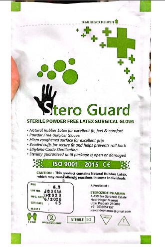 Sterile Powder Free Surgical Gloves, For Hospital, Size : Standard