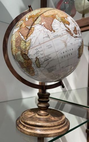 10 Inch Antique World Globe With Wooden Base