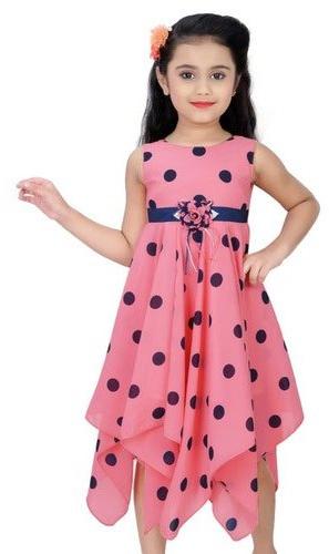 Printed Cotton Girls Frock, Size : M