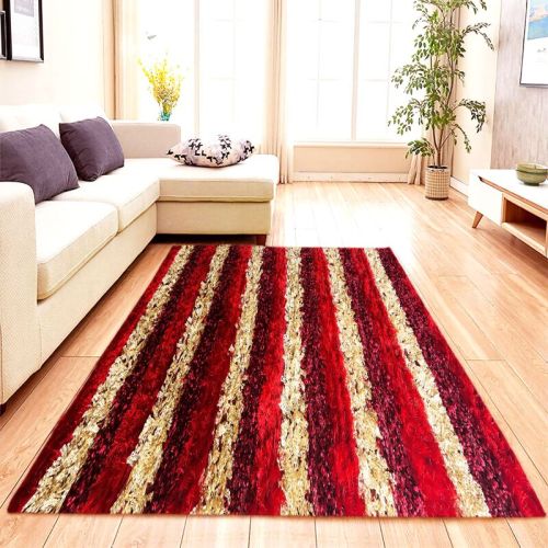 Red Smooth Checked Hand Tufted Rugs, Length : 2*5