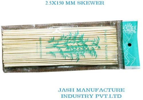 Creamy 2.5x150mm Bamboo Skewer, For Restaurant, Food Courts, Technics : Machine Made