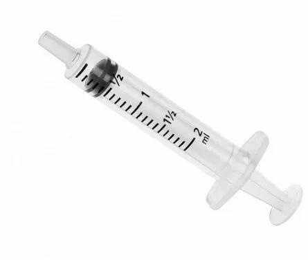 Hitech Stainless Steel Plastic 2ml Disposable Syringe, For Clinical, Hospital, Laboratory, Color : Transparent