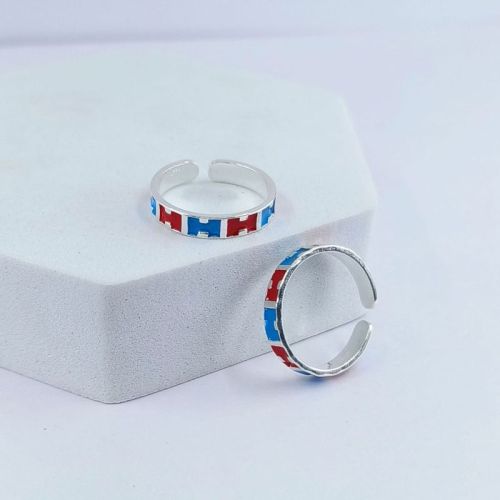 RBCL Silver Polished Enamel H Shape Toe Ring Party Wear