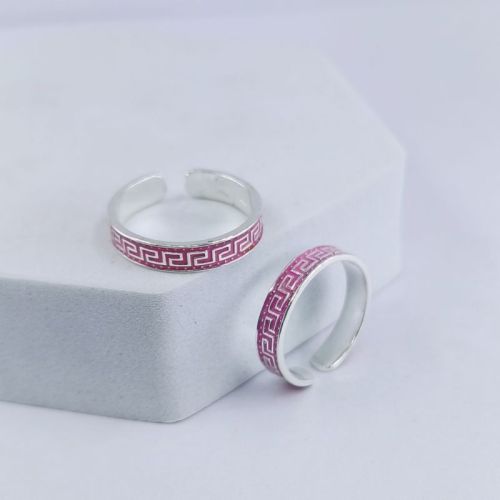 Polished Enamel Red Toe Ring Party Wear, Wedding Wear