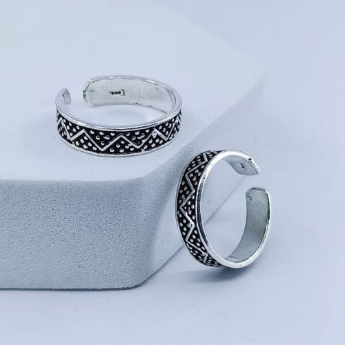 RBCL Silver Oxidized Dots Toe Ring Party Wear, Packaging Type : Box