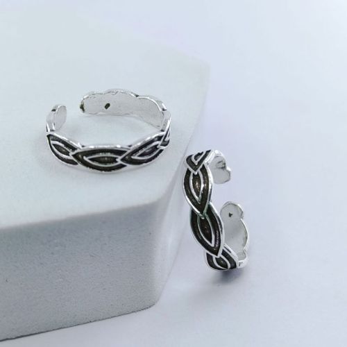 RBCL Silver Oxidized Fish Toering, Size : Adjustable