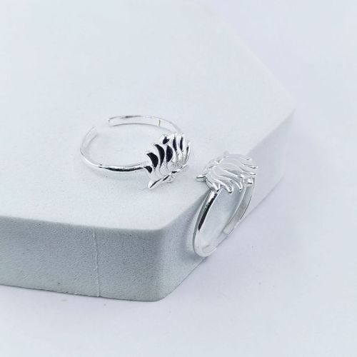 RBCL Polished Silver Plain Lotus Toering, Packaging Type : One Pair Per Box