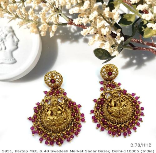 Polished Copper Polki Earrings, Color : Golden