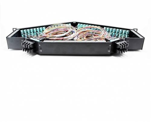 128 Fiber 1U Angled High Density Odf Patch Panel Loaded With 16 Nos Sm Os2 8 Fiber Mpo Lc Breakout