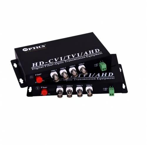 4 Channel Ahd HDCVI Hdtvi Camera Video Fiber Optical Transmitter Receiver With Rs485 Return Data