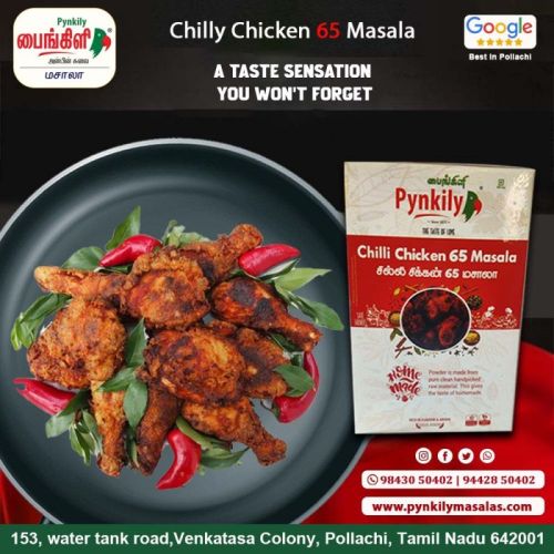 Pynkily Organic Chicken 65 Powder, For Cooking, Packaging Size : 500gm, 1kg, 10kg, 50kg, 100kg