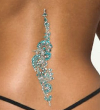 Embossy Crystal Temporary Lower Back Tattoos, For Body Use, Feature : Attractive Design, Removable