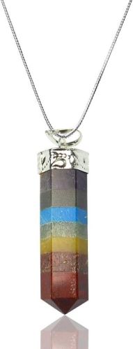 Multicoloured 7 Chakra Flat Pendant, For Worship, Healing Jewelry Gemstone, Pattern : Plain