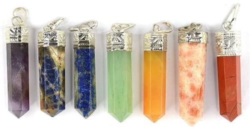 Marka Jewelry Plain Gemstone 7 Chakra Pencil Pendant For Worship