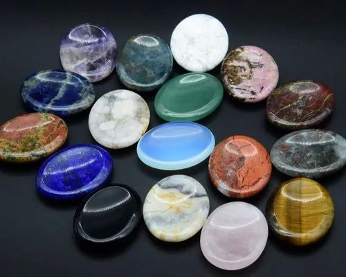 Multicolor Round Gemstone Agate Crystal Worry Stone, For Healing, Peace, Serenity, Size : Customised